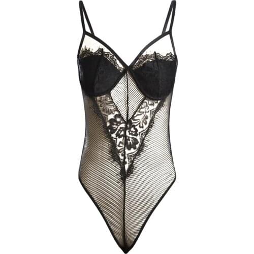 Fashion Women Lace Body Suit Sexy Skeleton Reseau Bodysuit Lady Sleep Wear