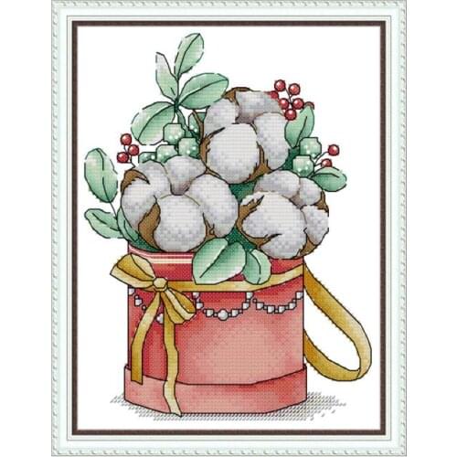 Joy Sunday Stamped Cross Stitch Kit Winter Bouquet Counted Embroidery 11CT 14CT Printed Handmade Gifts Needlework Decoration Set