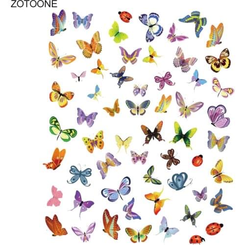 ZOTOONE Animal Patches Colorful Butterfly Stickers Iron on Transfers for Clothing T-shirt Diy Heat Transfer for Kids Appliques G
