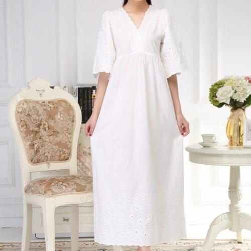 Summer Ladies Cotton Vintage Nightgowns Embroidery Sexy Sleepwear Luxury Sleep Tops Plus Size Clothing for Women Sleepshirts