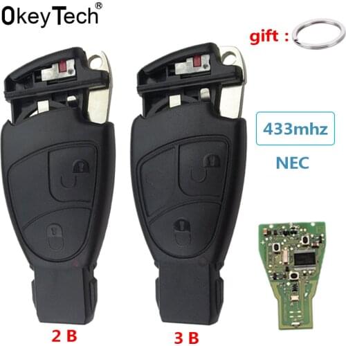OkeyTech 433Mhz 2/3 Button Remote Car Key Fob For Mercedes Benz NEC B C E ML S CLK CL W204 W203 Key 1996-2005 For MB Accessories