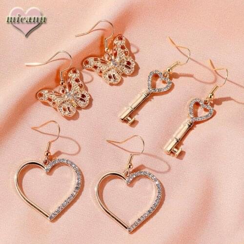 Earring Butterfly Heart Designer Crystal Pendientes Plata Statement Orecchini Donna Korean Style Luxury Charms Jewelry Star 2020