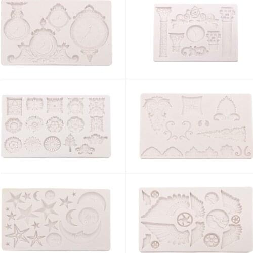 Gear Moon Star Clock Wing Silicone Mold for Fondant Chocolate Candy Gum Paste Polymer Clay Resin Casting Mold Art Crafts