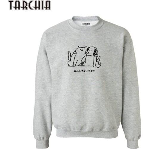 TARCHIA Sweatshirts 2021 New Printed Fashion Mens War Hoodies Pullover Oversize Casual Men Sweatshirt Dog Cat Logo Plus Size XXL