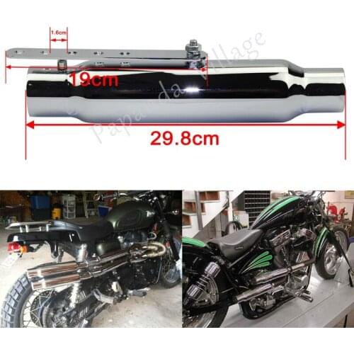 12'' Length Chrome Motorcycle Universal Retro Exhaust Muffler Silencer Pipe for Harley Honda Bobber Chopper Cafe Racer