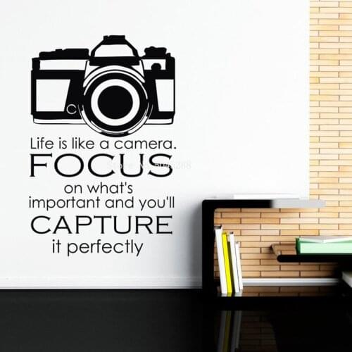 Inspirational Quotes Wall Vinyl Decals LIfe Is Like A Camera Lettering Wall Stickers Home Bedroom Wall Art Decor Mural LL526