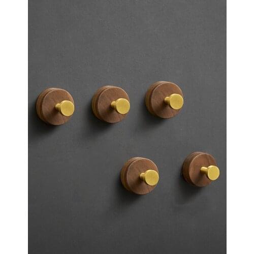 Coat Hook Free Perforated Walnut Wood with Space Aluminum Gold Hanger Wall Doorway Wall Load-bearing Hook Without Trace