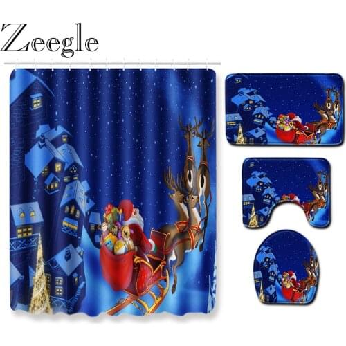 Zeegle Waterproof Shower Curtain Bathroom Curtain Washable Bathroom Rug Set Toilet Cover Mat Absorbent Shower Carpet Foot Mat