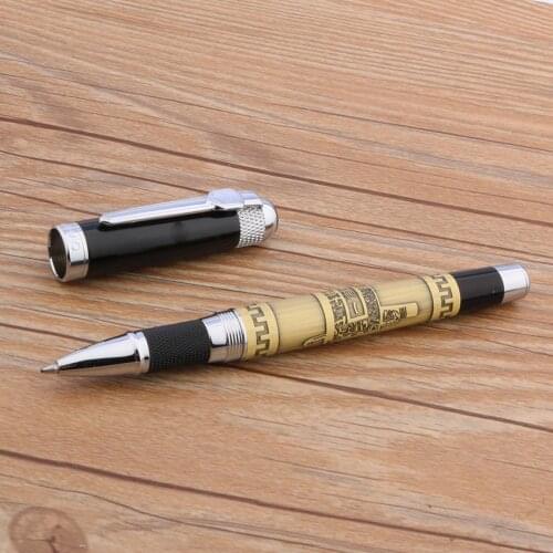 High Quality JinHao 189 Ball Point Pen Relief Inscription tripod Bronze Rollerball pens Stationery Office School Supplies