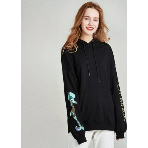 HAVVA cartoon printed sweatshirt autumn winter women hooded loose 100% cotton hoodie V4241