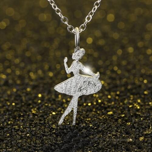 Lady Female Best Gift 925 Sterling Silver Ballerina Figure Shape Pendant Necklace Collar Charming Jewelry for Wedding