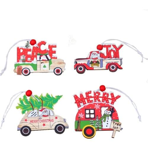 2021 New Year Party Gifts Christmas Color Car Wooden Pendant Christmas Decorations for Home Ornaments Noel Xmas Navidad Decor