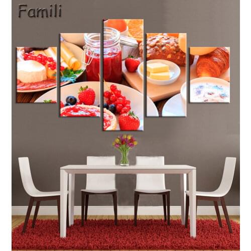 5 Panel Wall Art Painting On Cuadros Picture Oil Paintings Modern Fruit Kitchen Pictures Hd Print Canvas Schilderij No Frame