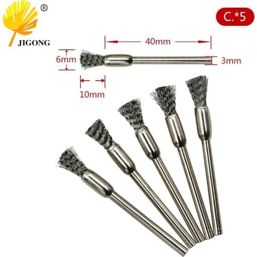 JIGONG 5Pcs Steel Wire Brushes dremel accessories polishing Brush dremel tools accessories for Mini burr brushed wheel