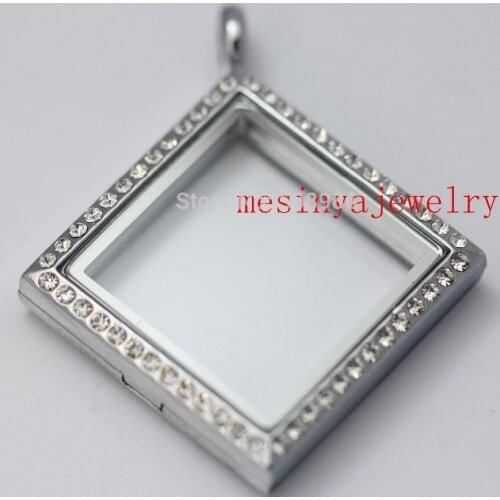 6 pcs crystal rhombus glass locket for floating charms keepsake Xmas gift.mothers day gift