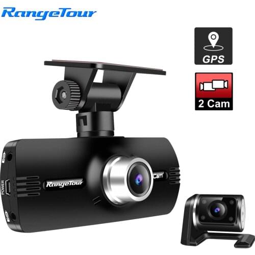 Range Tour Car DVR Dash Cam With Two Cameras Include External GPS And G-Sensor Front 1080P+ Rear 480P Driving Video Recorder