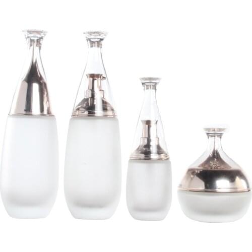 Pump Bottle Travel Press Essential High Quality Cosmetic Sample Container Cream Jar Glass Clear Frosted Lotion Bottles Travel