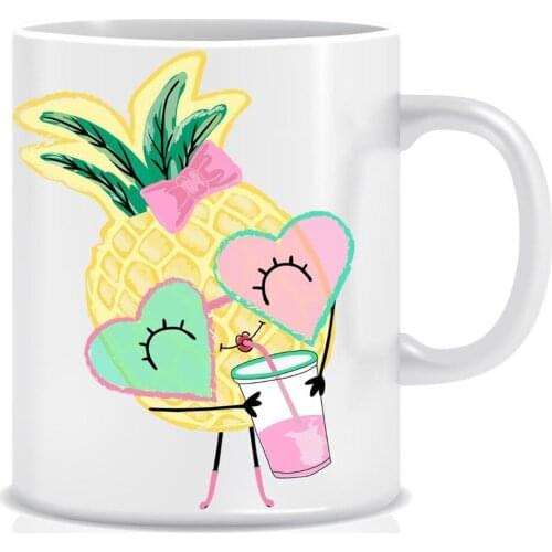 Custog Porcelain Mug Fun Design For Coffee Funny Gifts for Women and Men 12oz Pineapple