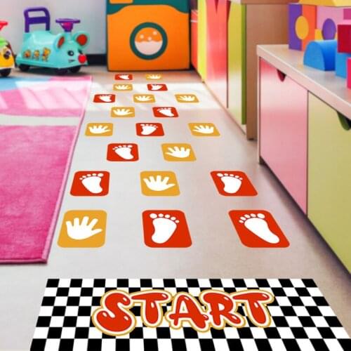 Childrens Fun Hopscotch Floor Stickers Footprints Wall Stickers Kids Room Parent-Child Interaction Nursery Decoration