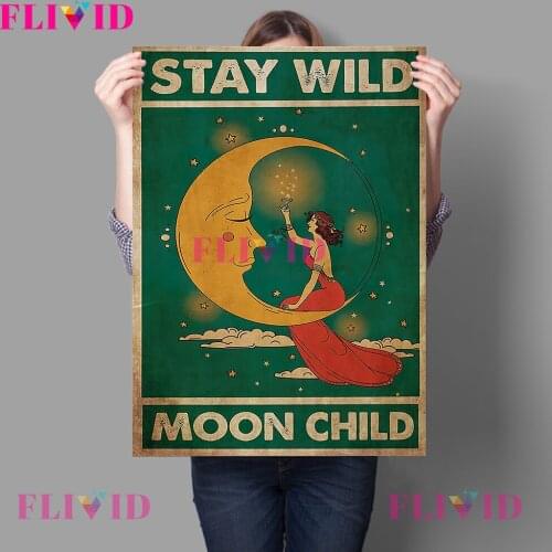 Stay Wild Moon Child Magic Witchcraft Nordic Poster Witch Soup Wall Pictures For Living Room Wall Art Canvas Painting Unframed