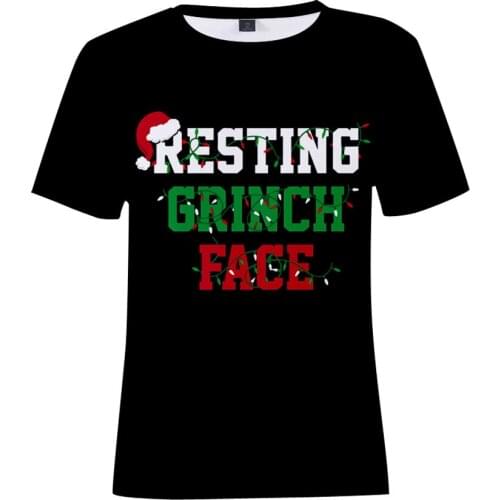 Grinch T Shirt Women Fashion Short Sleeve Tee Shirt Graphic Christmas Hat Print T-shirt Loose Cartoons Casual Child Tops