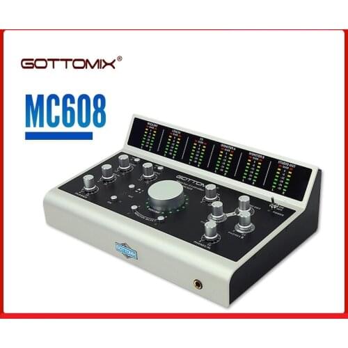 Gottomix MC608 High-End Studio Monitor Controller Built-In Reverb,With 2-Channel Mic Amplifier Function, USB Sound Card Function