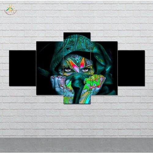 Green Cute Skull Girl Picture And Poster Canvas Painting Modern Wall Art Print Pop Art Wall Pictures For Living Room 5 PIECES