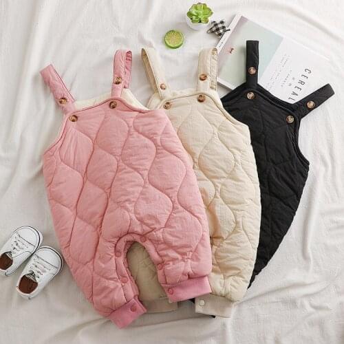 Winter Overalls for Girls Boys 2020 New Kids Plus Velvet Thicken Cotton Jumpsuits Toddler Baby Korean Cute Warm Overalls Pants