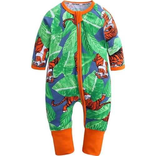 Newborn Boy Rompers for Babies Toddlers Long Sleeve Cute Tiger Print Jumpsuit Baby Girls Overalls Childrens Clothing