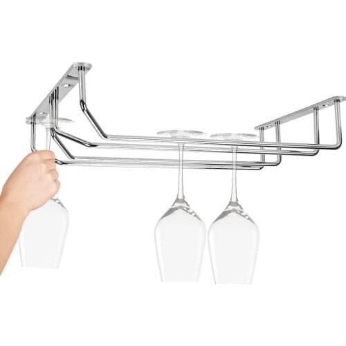 Home Storage Hanging Goblet Holder Stainless Steel Creative Stemware Holder 27cm 35cm Wine Glass Rack