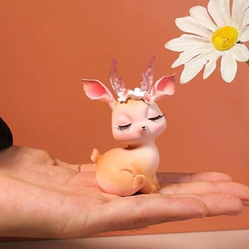 Mini Sika Deer Ornaments Innovative Cartoon Resin Cute Sleeping Deer Small Ornaments for Home Car Dashboard Decor free 2021xqmg