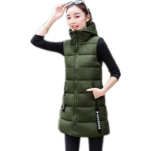Fashion Streetwear 2018 New Autumn Winter Women Medium-Long Waistcoat Hooded Slim Warm Thicken Vest Female Outerwear Vest Q764