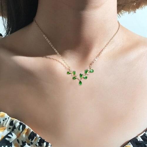 Fashion Water Drop Zircon Antlers Pendant Necklace Exquisite Charm Clavicle Chain Womens Wedding Engagement Statement Jewelry