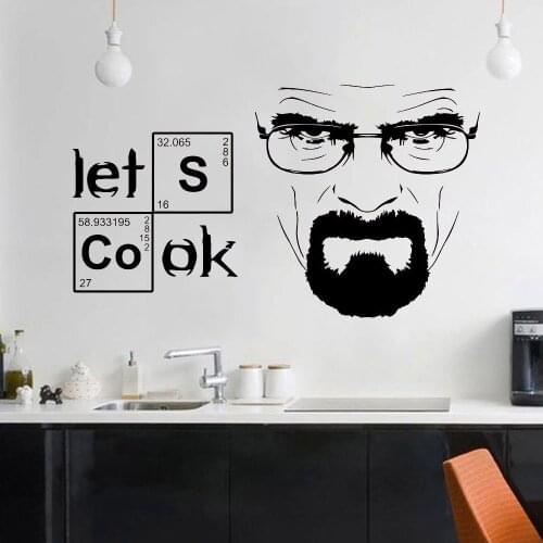 Kitchen Wall Stickers Lets Cook Breaking Bad Wall Decal Dining Room Tile Fridge Vinyl Teen Room Decoration Wall Murals 3479
