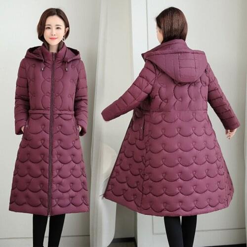 New Autumn Winter Jacket Cotton-Padded Thick Hot Selling Hooded Womens Fashion Casual Female Warm Long Jacket Parkas