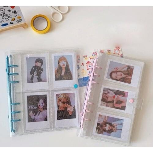 SKYSONIC 3 Inch Macaroon Binder Album Photos Cover Loose Bling Soft Shell With 5pcs Refil Bags Card Holder Organizer Book