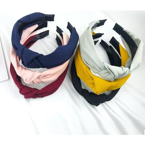 New Solid Color Hairband Knot Hair Hoop for Women Simple Cotton Fabric Cross Girls Hairband Accessories FG070