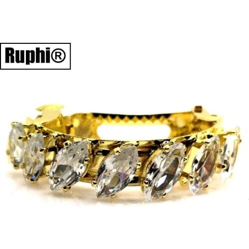 Wholesale Gold Curved Auto French Barrettes Zircon Stones Ponytail Tail Holder Hair Clip Fashion Acces-sories For Women