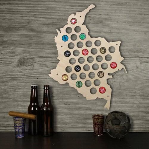 Colombia Beer Cap Map Wooden Bottle Cap Display Map Decorate Map Novelty Wall Mounted Wood Map Home Decor