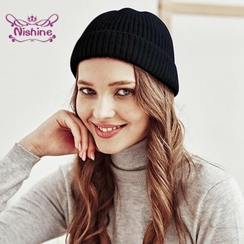 Nishine 23*16 CM Autumn and Winter Soft Warm Knitting Wool Caps Solid Color Women Hats DIY Clothing Decoration Girls Headwear