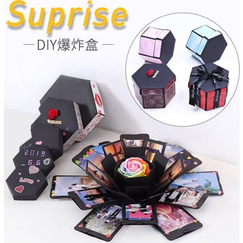 Hexagon Surprise Partys Love Explosion Box DIY Handmade Scrapbook Photo Album Wedding Gift Box for Valentine Christmas Gift Box