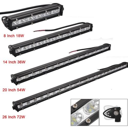 8 14 20 26 Inch LED Strip Light Bar Single Row Off Road Lights 18w 36w 54w LED Work Light Bar for Jeeps/SUV/Motorcycles