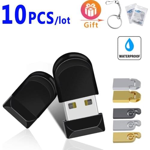 10pcs Real Capacity USB Flash Drive 64GB Super Mini Pen Drive 8GB 16GB 32GB USB 2.0 Waterproof Pendrive Flash Memory Stick
