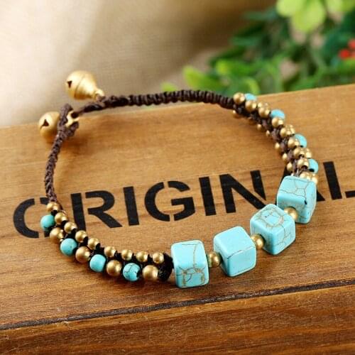 European and American Bohemian Style Retro Red Agate Fashion Womens Bracelet Wax Rope Hand-woven Ethnic Style Female Bangle