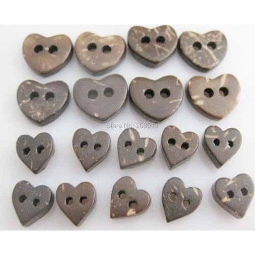 WBNVLL 100pcs Heart shape buttons coconut cutted 7mm/10mm/17mm sewing shirt buttons garment accessories