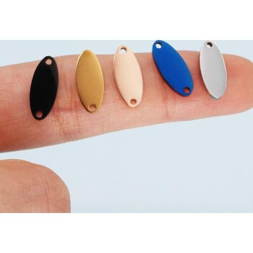 20pcs/lot 304 Stainless Steel Accessory Jewelry 1.2mm Thickness Oval Tags for Necklace Pendant Multicolor Engraved Making