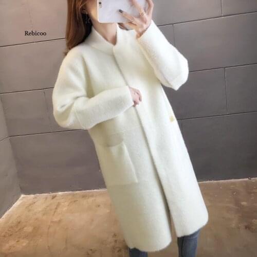 2020 Autumn and Winter Woolen Coat Female Mid-Long New Korean Temperament Womens Popular Outerwear Woolen Coat Women Sweater
