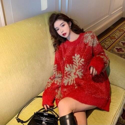 Winter With thick clothes Christmas Languid is lazy wind Pullover Sweater Sensuality Keep warm Halter Retro Medium style