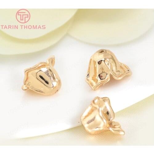 10PCS 10x7MM 24K Champagne Gold Color Plated Brass Rose Flower Beads Caps High Quality Diy Jewelry Accessories