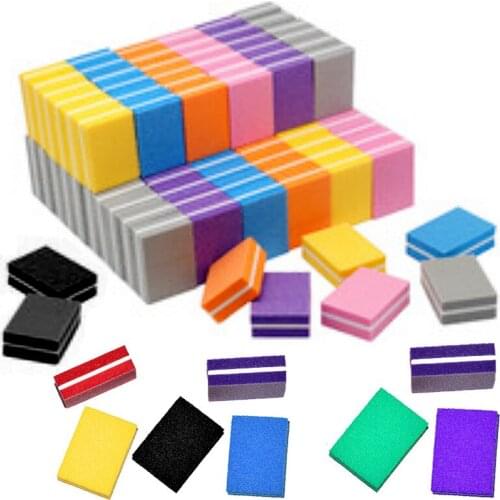 10pcs/lot Double-sided Mini Nail File Blocks Colorful Sponge Nail Polish Sanding Buffer Strips Polishing Manicure Tools 100/180